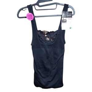 F.I.X. by WunderWear Black Lace Trim Compression Tank Top Shapewear Size L/XL